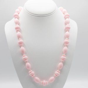 Vintage Pink Necklace- Acrylic Beads - Oval and Round
